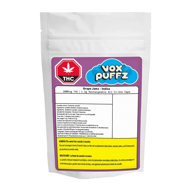 Vox Puffz - Grape Jamz Disposable Vape (INDICA) - Image 3