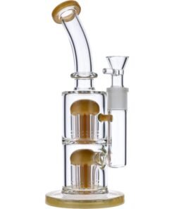 Valiant - Valiant Bent Neck Water Pipe w/ Double Tree Perc - Topaz - 11in.