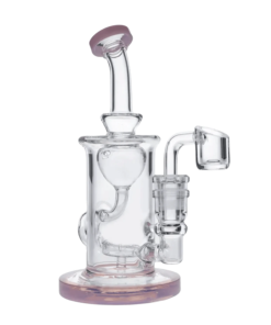 Valiant - Bent Neck Water Pipe w/Bowl & Quartz-Milky Pink-7in