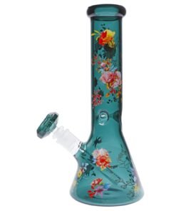 Famous Design - Famous Design Floral Lush Beaker Water Pipe - Teal - 12in
