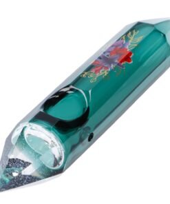 Alternative view of Famous Design - Famous Design Floral Lush Crystal Hand Pipe - Teal - 5in