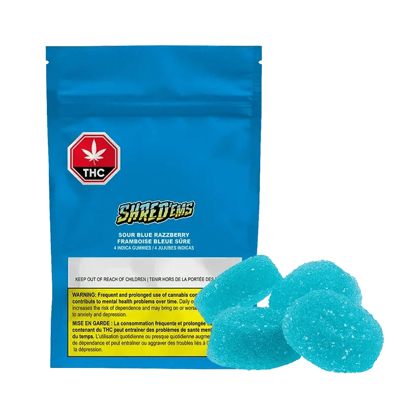 Shred'ems - Sour Blue Razzberry Gummies (HYBRID)