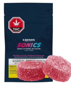 Edison - Sonics Red Razz Chiller 1:1 CBD / THC Nano Gummies (INDICA)