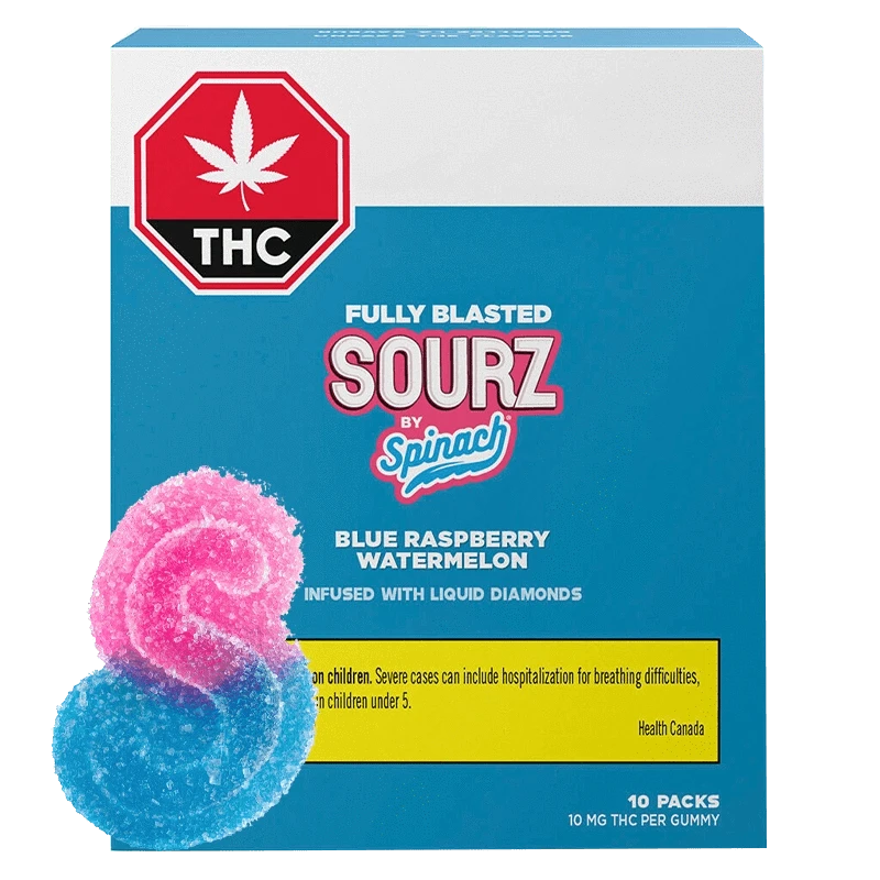 Spinach Sourz - Fully Blasted Blue Raspberry Watermelon Gummies (INDICA)