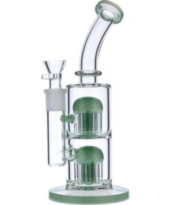 Valiant - Valiant Bent Neck Water Pipe w/ Double Tree Perc - Mint Green - 11in.