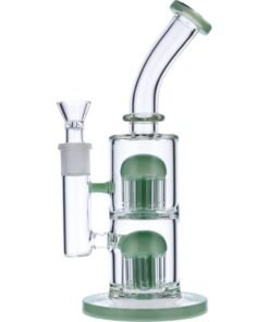 Alternative view of Valiant - Valiant Bent Neck Water Pipe w/ Double Tree Perc - Mint Green - 11in.