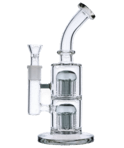 Alternative view of Valiant - Valiant Bent Neck Water Pipe w/ Double Tree Perc - Transparent Black - 11in.