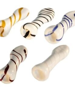 Valiant - Valiant Striped Glass Chillum - White & Green - 3.25in.