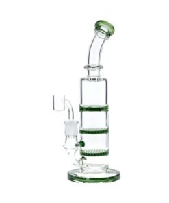 Alternative view of Valiant - Valiant Bent Neck Dab Rig w/ Triple Honeycomb - Green - 9.5in.