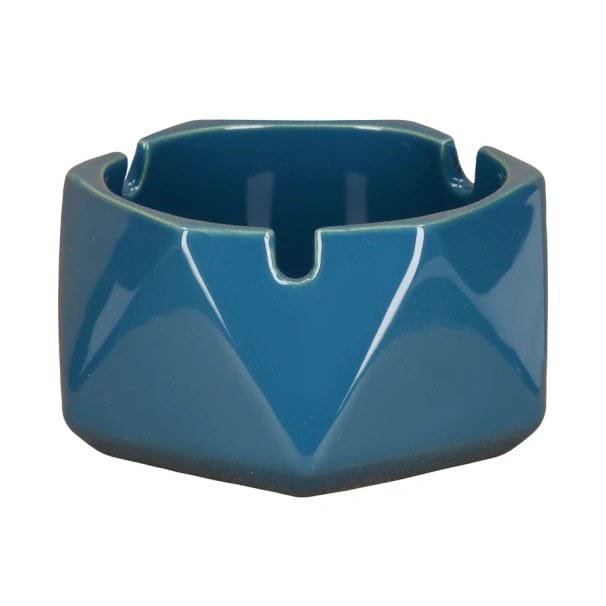 Valiant - Valiant Hexagonal Glass Ashtray - Dark Blue - 4.4in