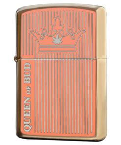Alternative view of Queen of Bud - Queen of Bud Rose Quartz Vertical Flame Zippo