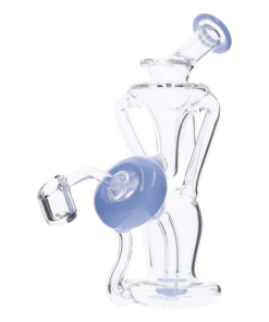 Alternative view of Valiant - Bent Neck Dab Rig Recycler-Milky Blue-6in