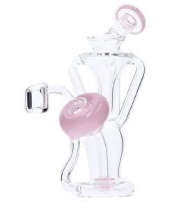Alternative view of Valiant - Bent Neck Dab Rig Recycler-Milky Pink-6in